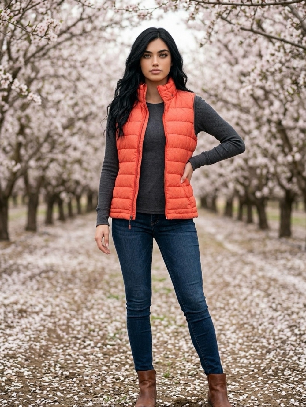 Tangerine Coral Quilted Puffer Vest for Kids